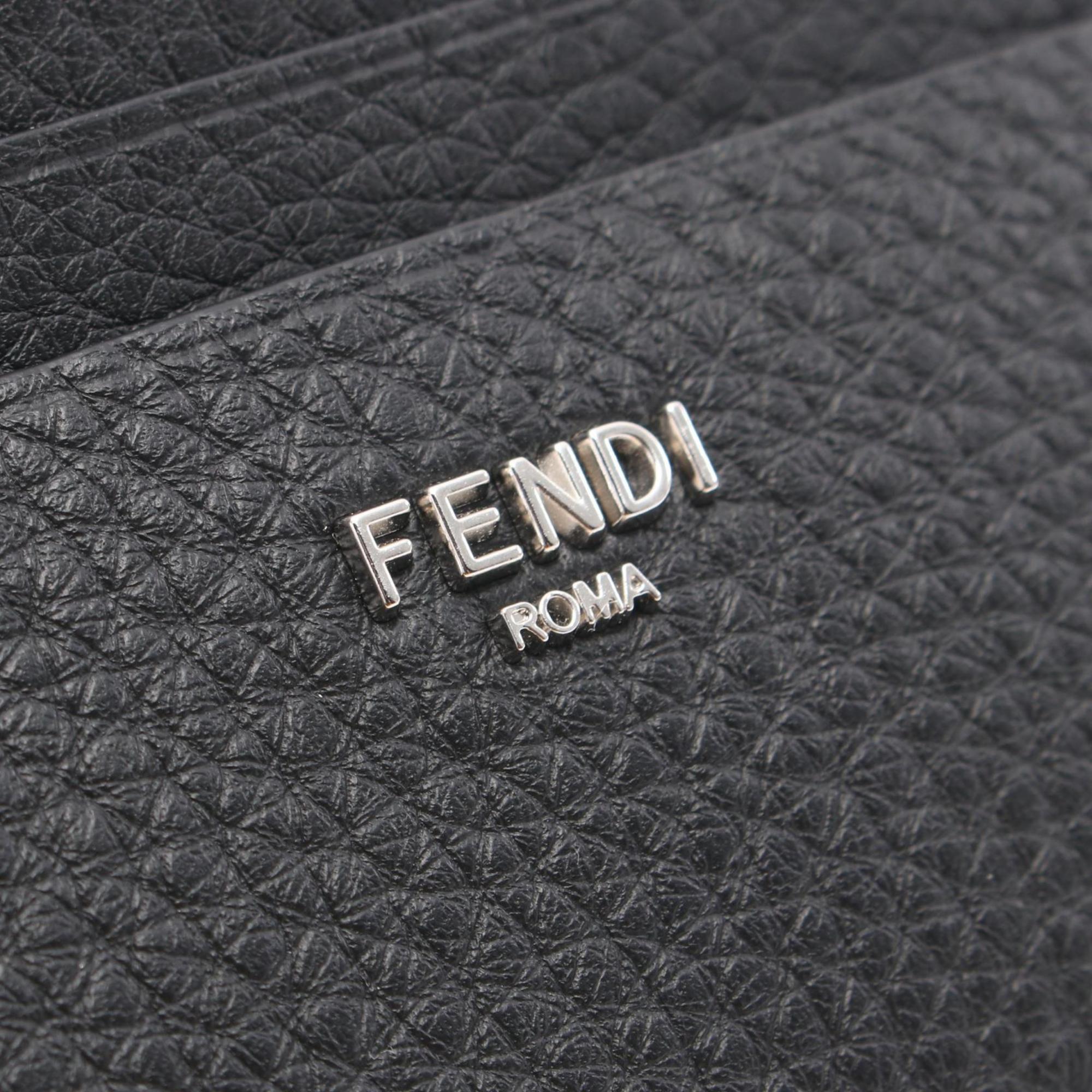 FENDI Selleria Business Card Holder/Card Case Leather Men's Women's Black 7M0164AP3BF0GXN