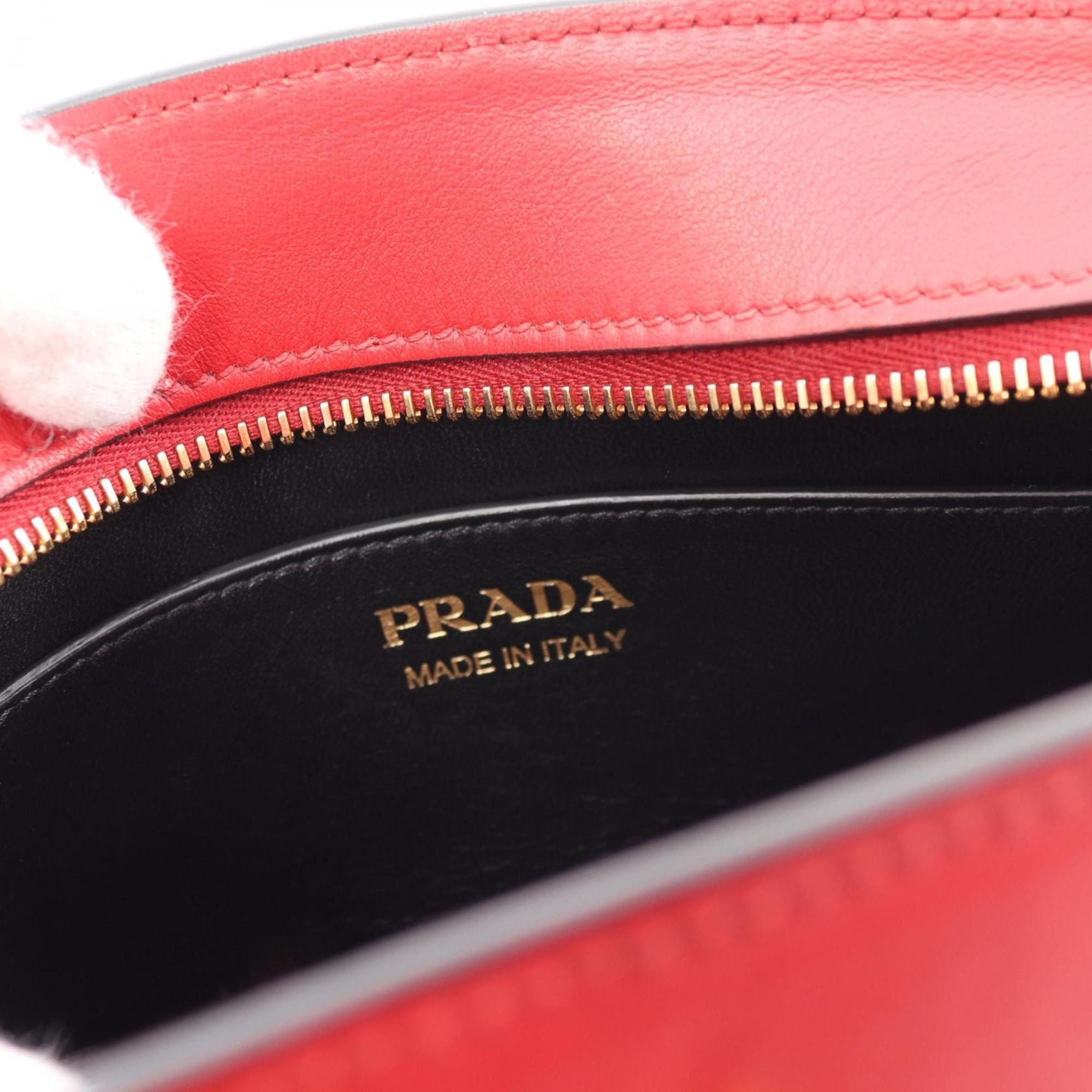 PRADA SAFFIANO + CITY C Shoulder Bag, Saffiano Leather, Women's, Red, 1BH043