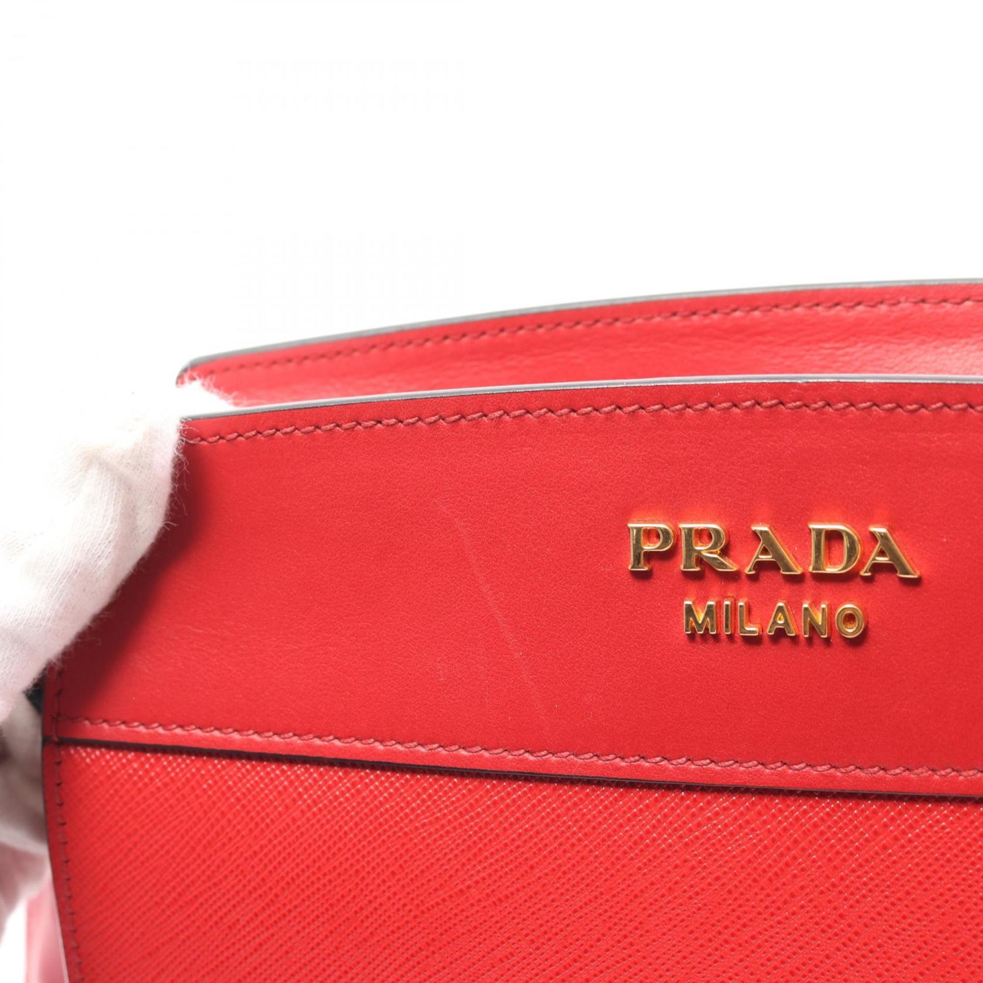 PRADA SAFFIANO + CITY C Shoulder Bag, Saffiano Leather, Women's, Red, 1BH043