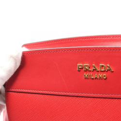 PRADA SAFFIANO + CITY C Shoulder Bag, Saffiano Leather, Women's, Red, 1BH043