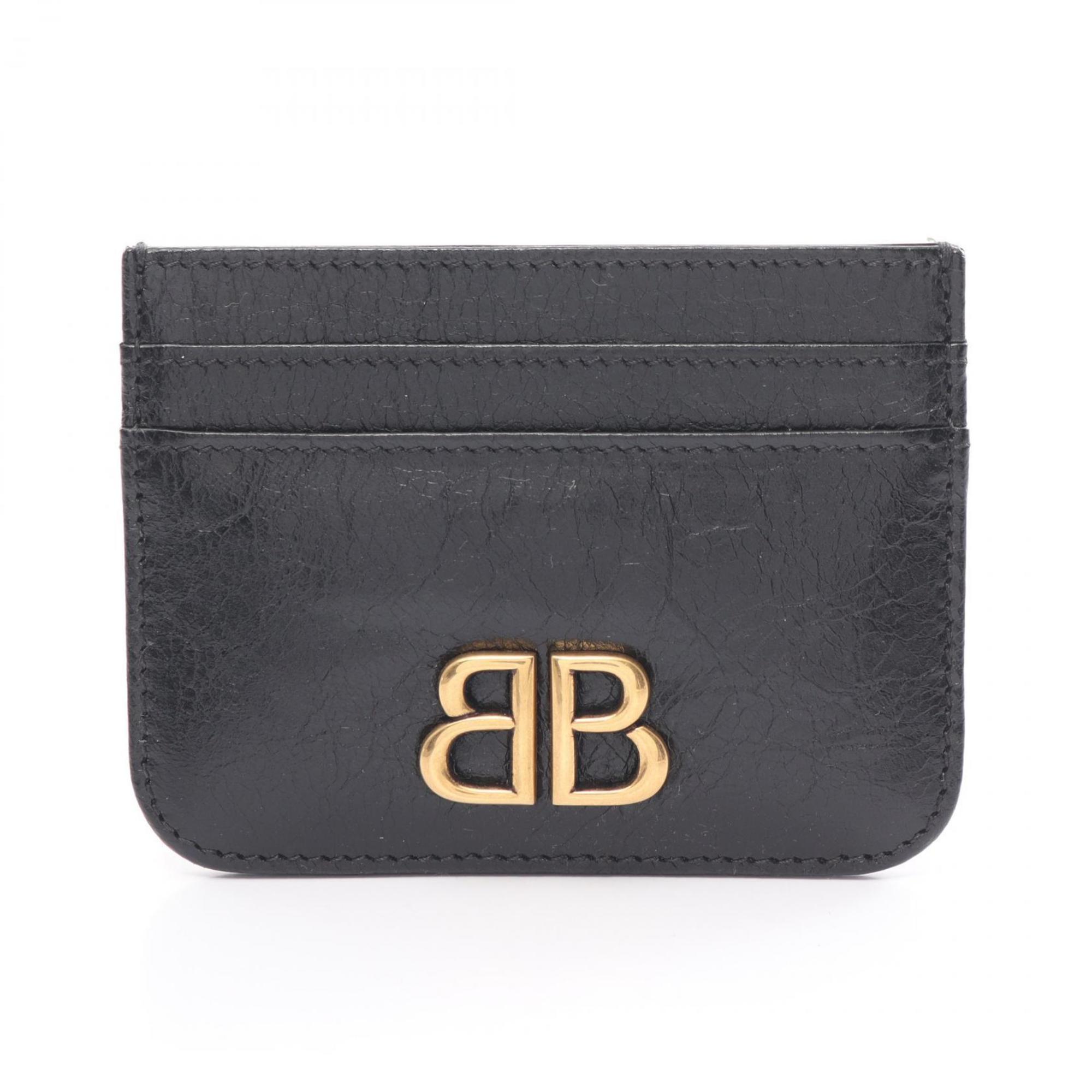 BALENCIAGA Monaco Business Card Holder/Card Case Leather Men's Black 7654632AAXB1000