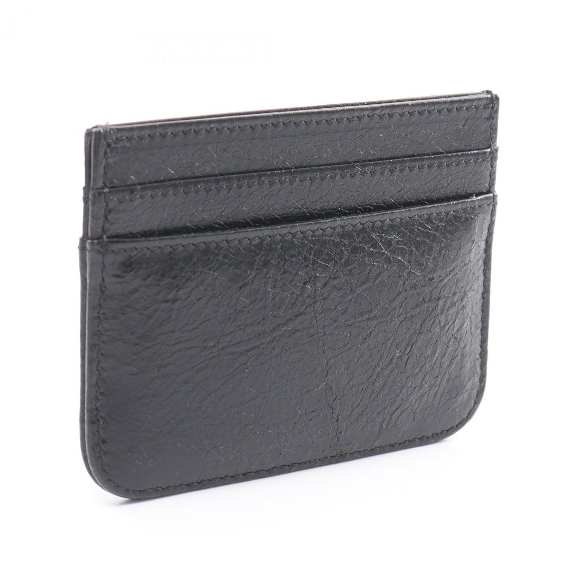 BALENCIAGA Monaco Business Card Holder/Card Case Leather Men's Black 7654632AAXB1000