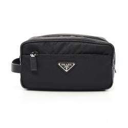 PRADA TESSUTO + SAFFI Travel Pouch, Second Bag, Clutch Nylon, Saffiano Leather, Men's, Black, 2NA8192DMHF0002