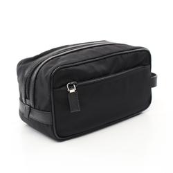 PRADA TESSUTO + SAFFI Travel Pouch, Second Bag, Clutch Nylon, Saffiano Leather, Men's, Black, 2NA8192DMHF0002