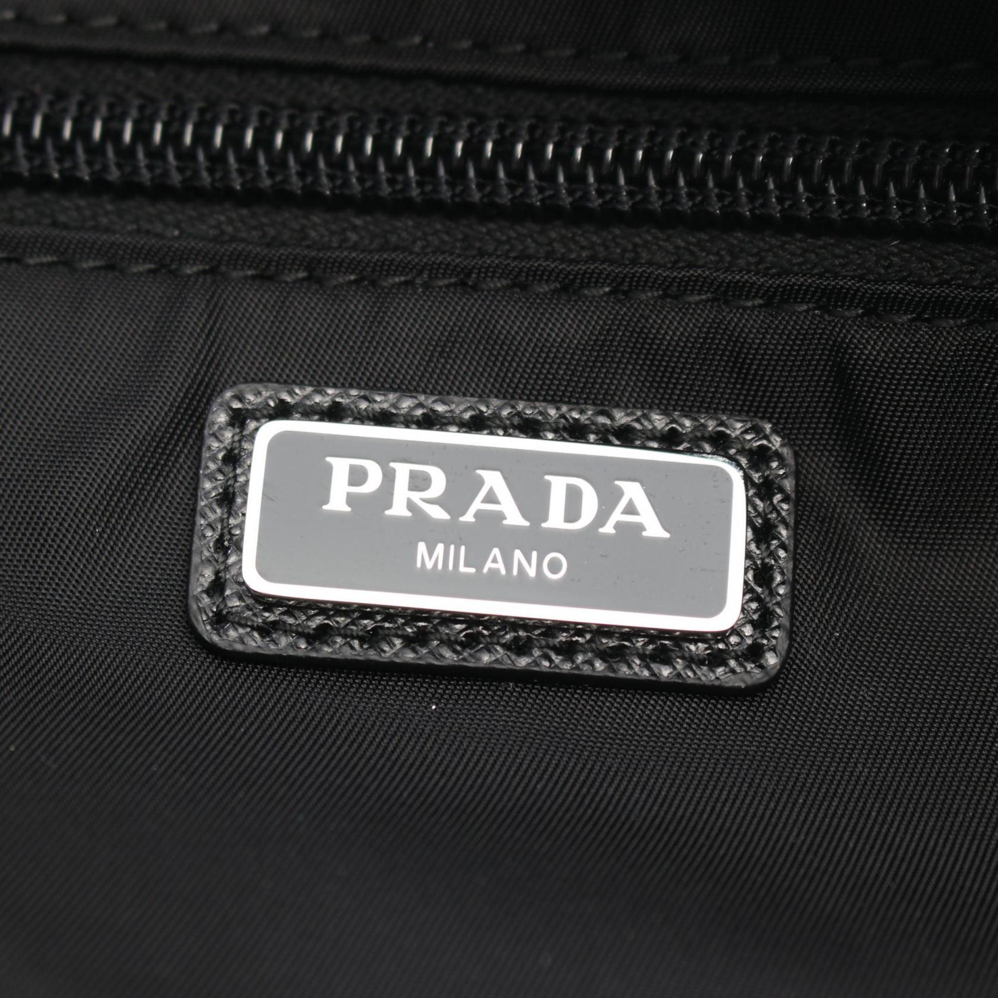 PRADA TESSUTO + SAFFI Travel Pouch, Second Bag, Clutch Nylon, Saffiano Leather, Men's, Black, 2NA8192DMHF0002