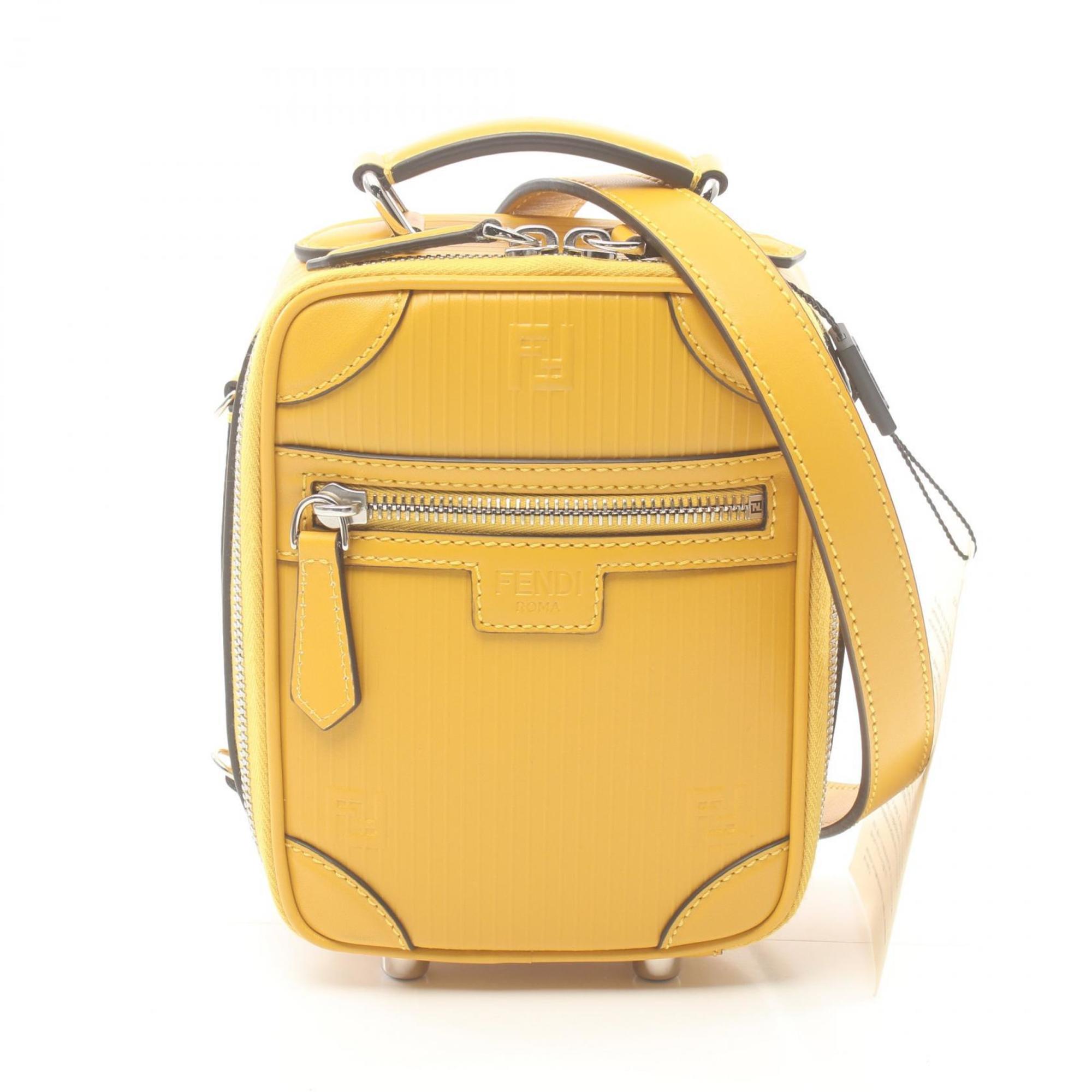 FENDI Trolley Handbag Bag Leather Women's Yellow