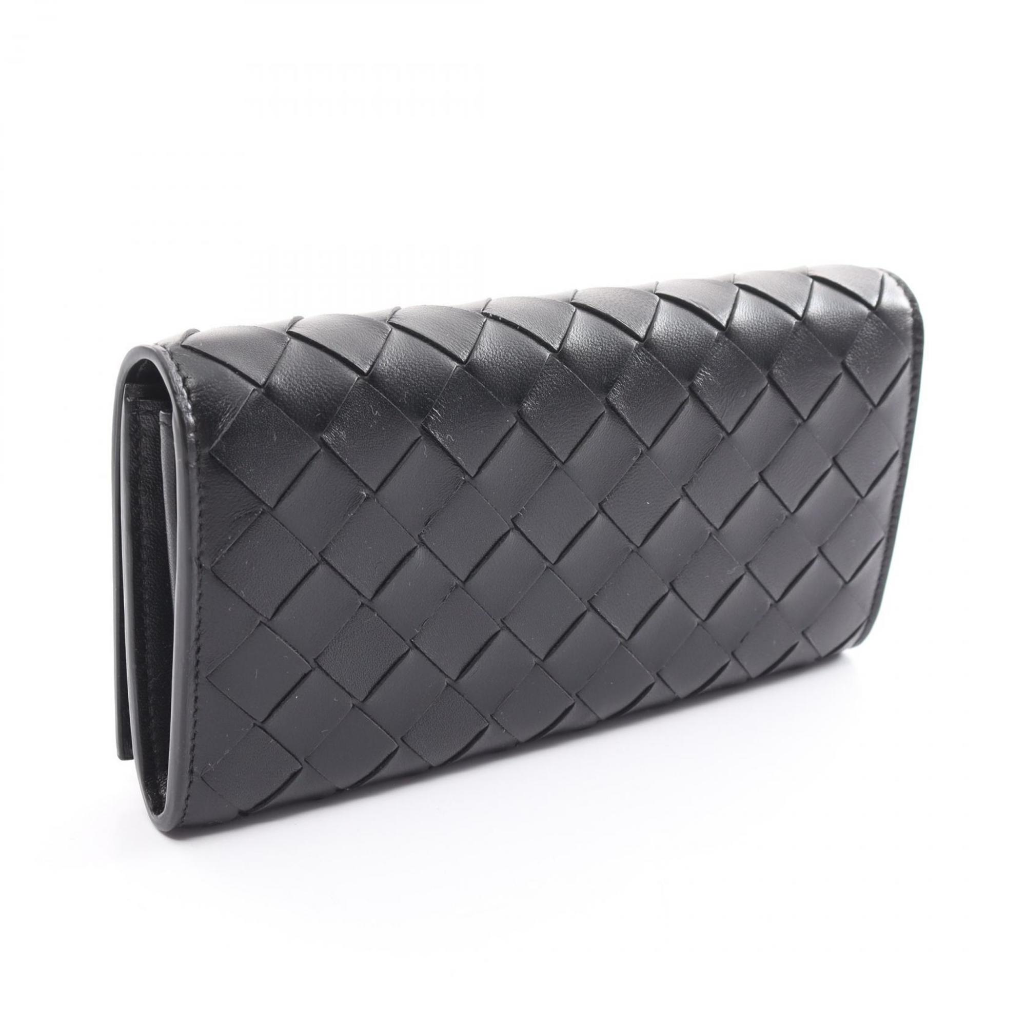 BOTTEGA VENETA Intrecciato Bi-fold Long Wallet Leather Men's Women's Black 666935VCPP38425