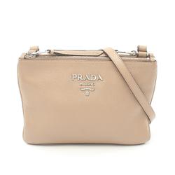 PRADA VITELLO PHENIX Shoulder Bag Leather Women's Beige 1BH046