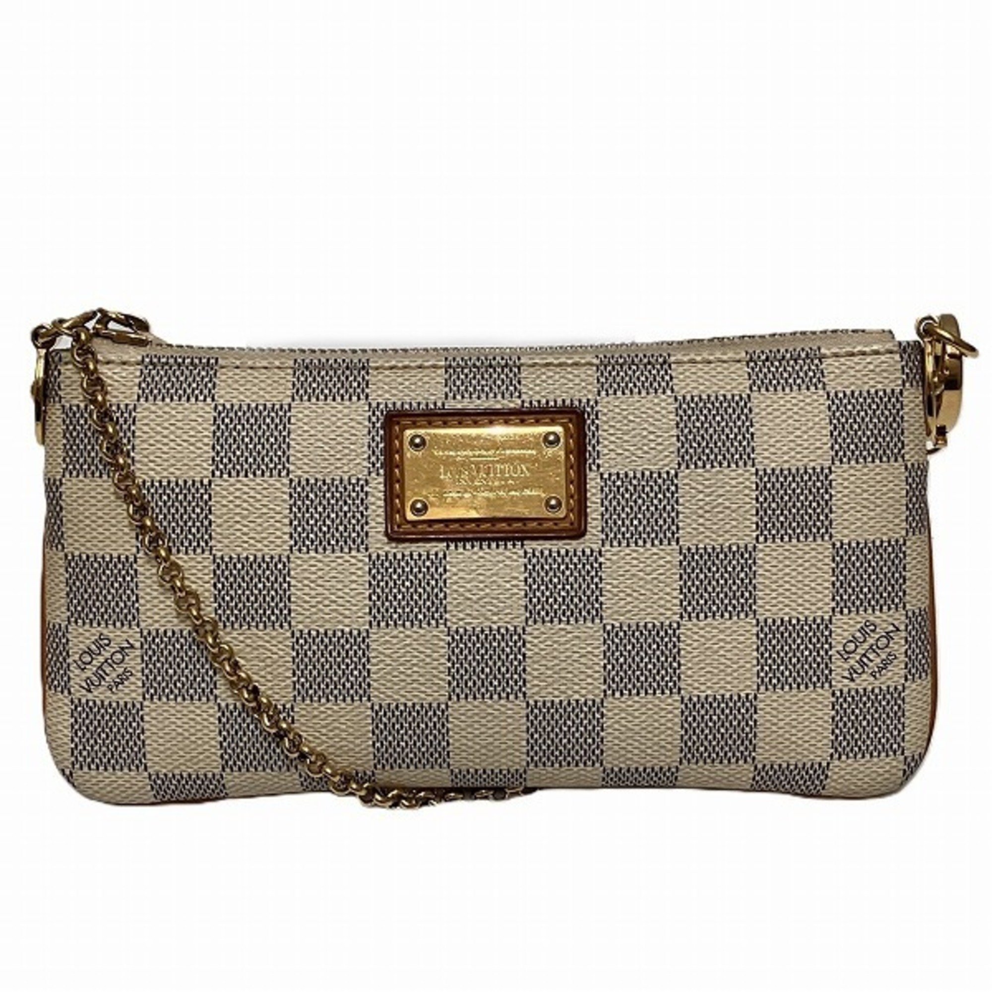 Louis Vuitton Damier Azur Mila MM N60027 Chain Bag Handbag Pouch Women's