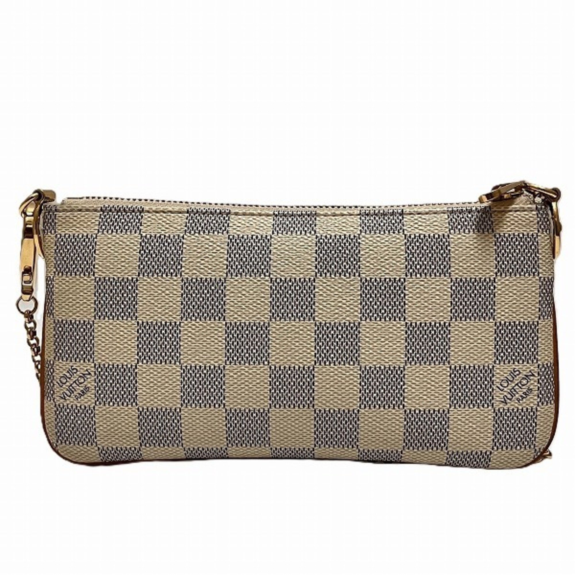 Louis Vuitton Damier Azur Mila MM N60027 Chain Bag Handbag Pouch Women's