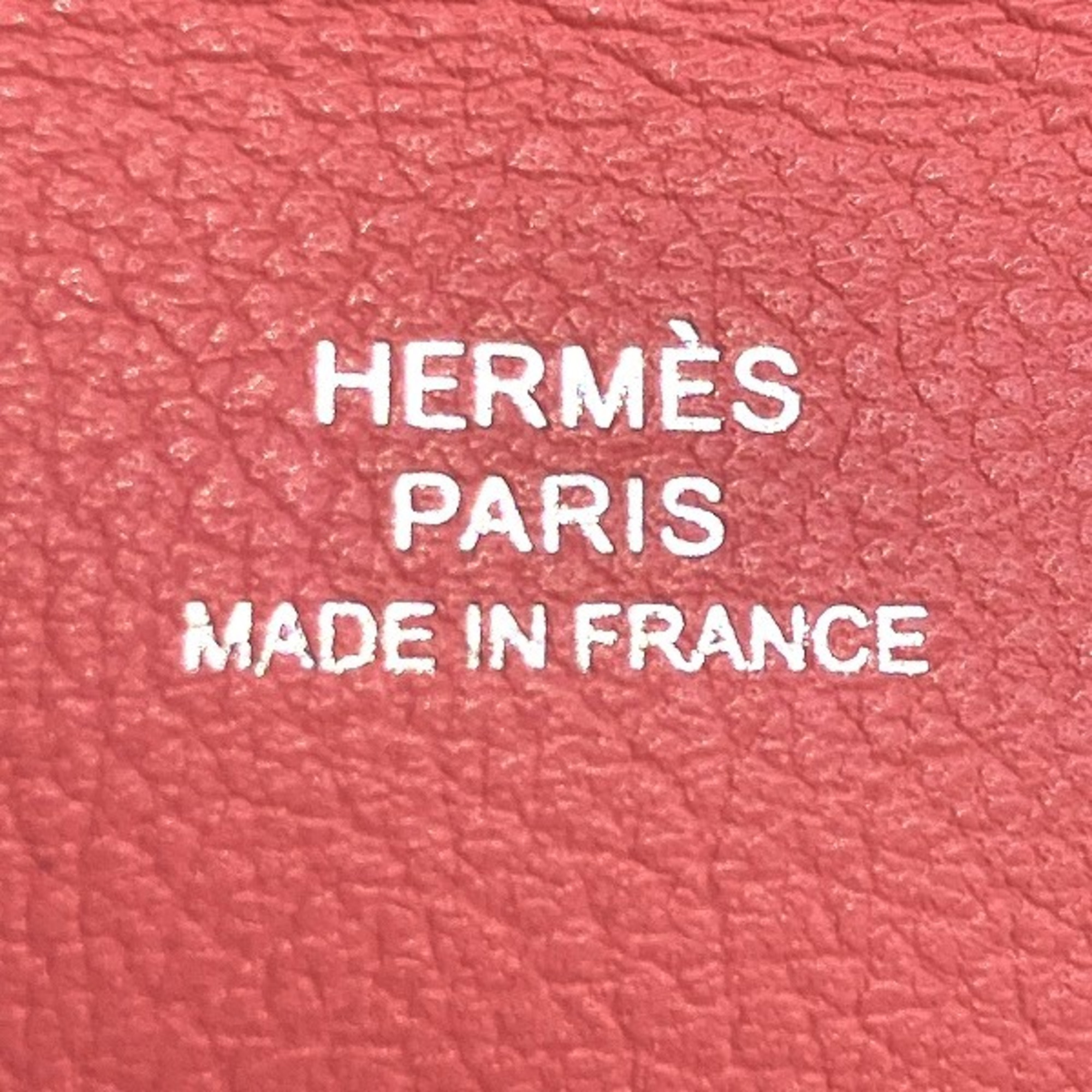 Hermes Calvi Rose Ete Leather Y Stamp Small Items Business Card Holder for Women