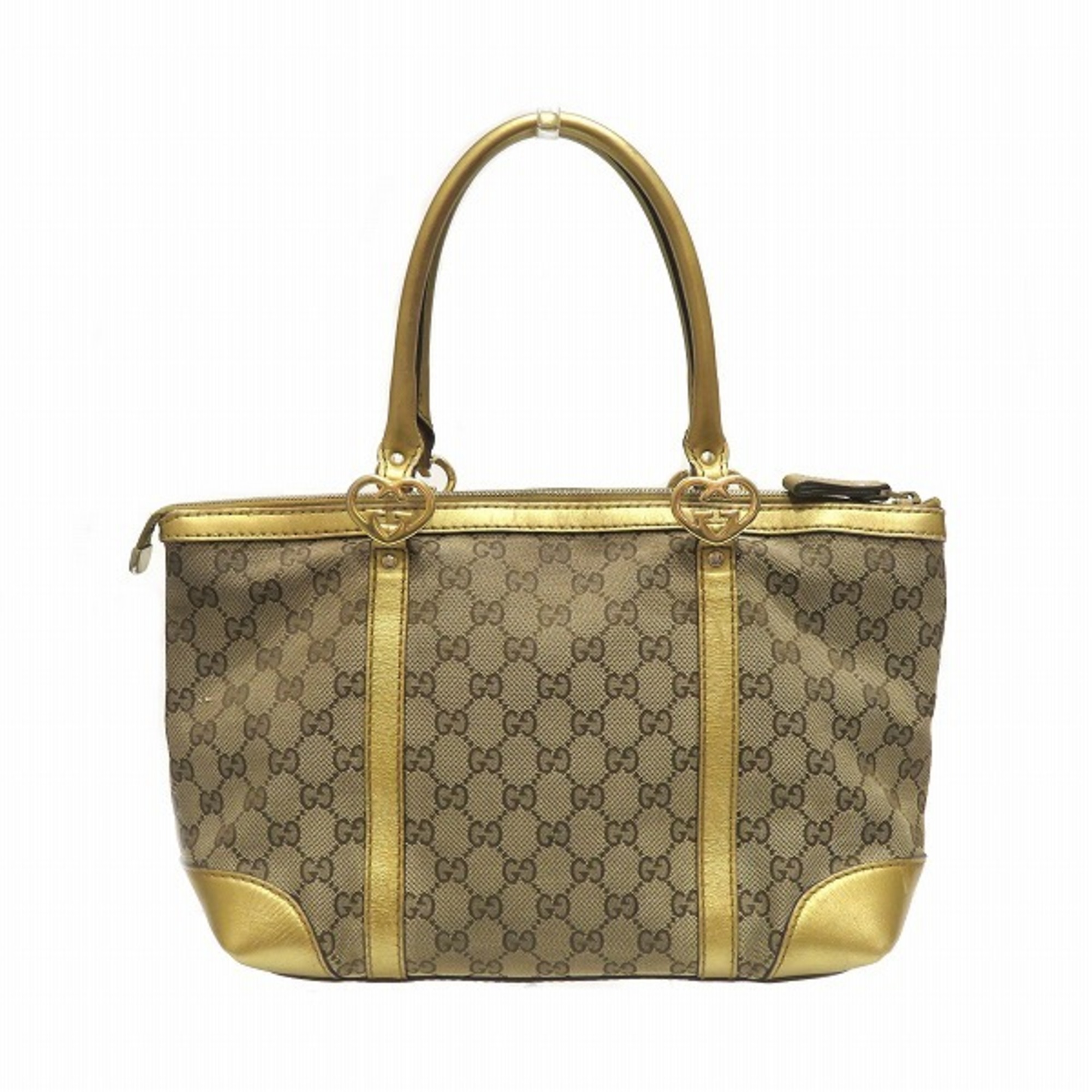 GUCCI GG Canvas Heart Shape Interlocking 257069 Bag Tote Women's