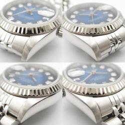 Rolex ROLEX Datejust 10P Diamond T Series Wristwatch K18WG (White Gold) Stainless Steel Ladies Blue BG NP 69174G