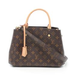 Louis Vuitton Montaigne BB Monogram Handbag Bag Coated Canvas Leather Women's Brown M41055