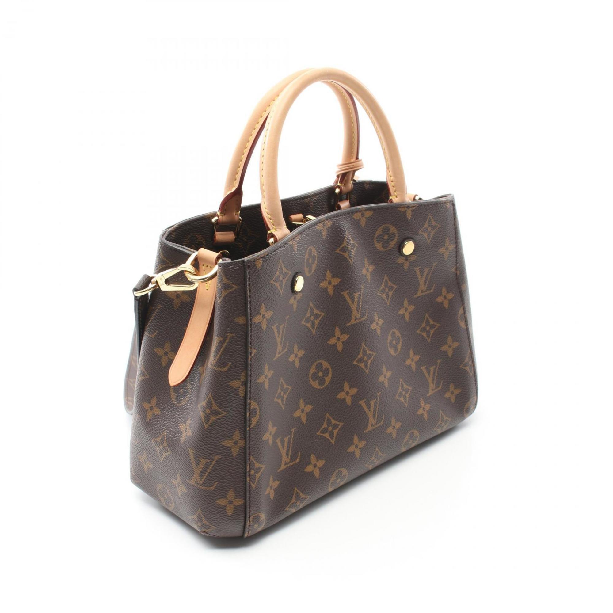 Louis Vuitton Montaigne BB Monogram Handbag Bag Coated Canvas Leather Women's Brown M41055