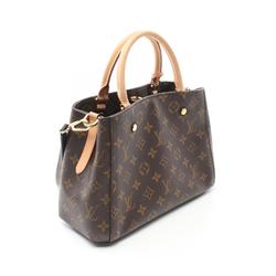 Louis Vuitton Montaigne BB Monogram Handbag Bag Coated Canvas Leather Women's Brown M41055