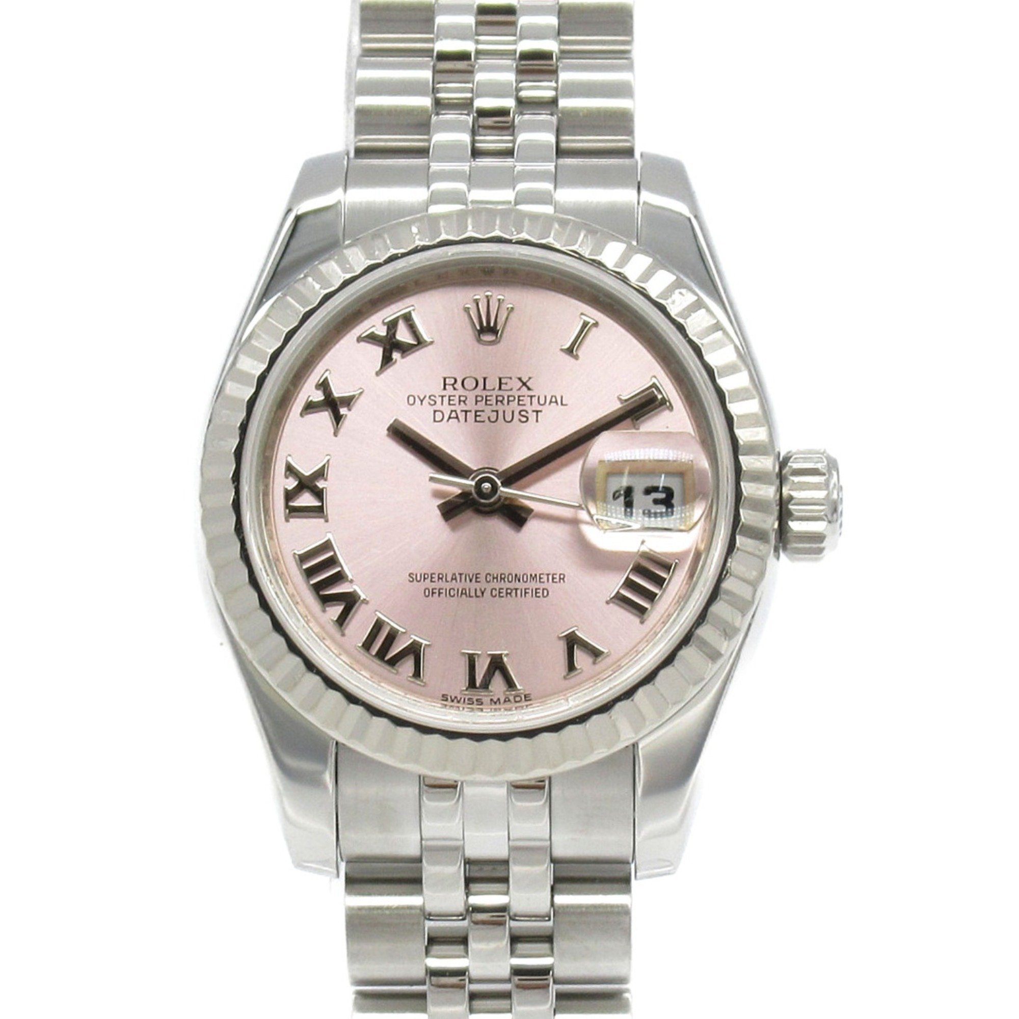 Rolex ROLEX Datejust Random Number Wristwatch K18WG (White Gold) Stainless Steel Ladies Pink PK RO 179174