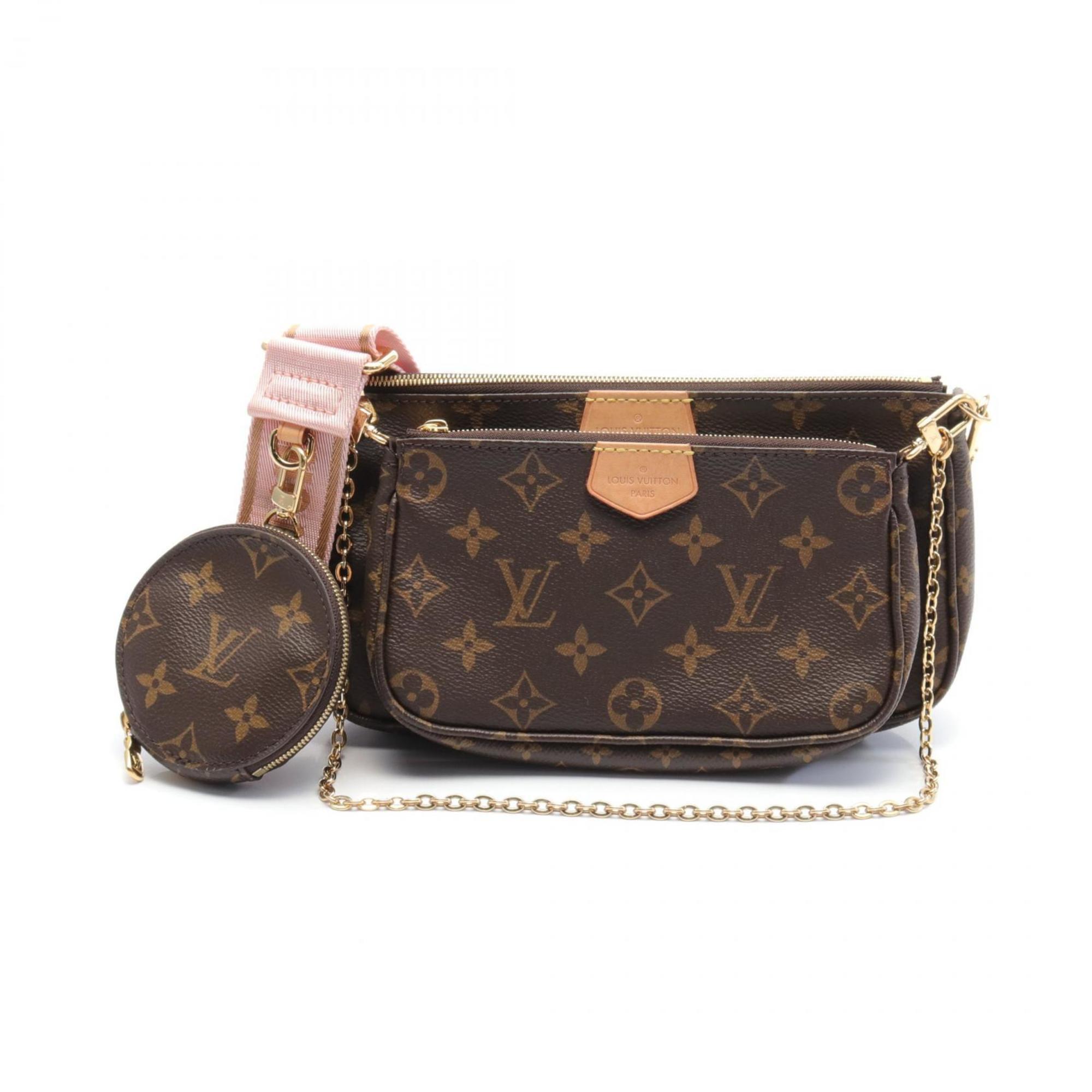 Louis Vuitton LOUIS VUITTON Multi Pochette Accessoires Shoulder Bag Coated Canvas Leather Monogram Women's Brown Pink M44840