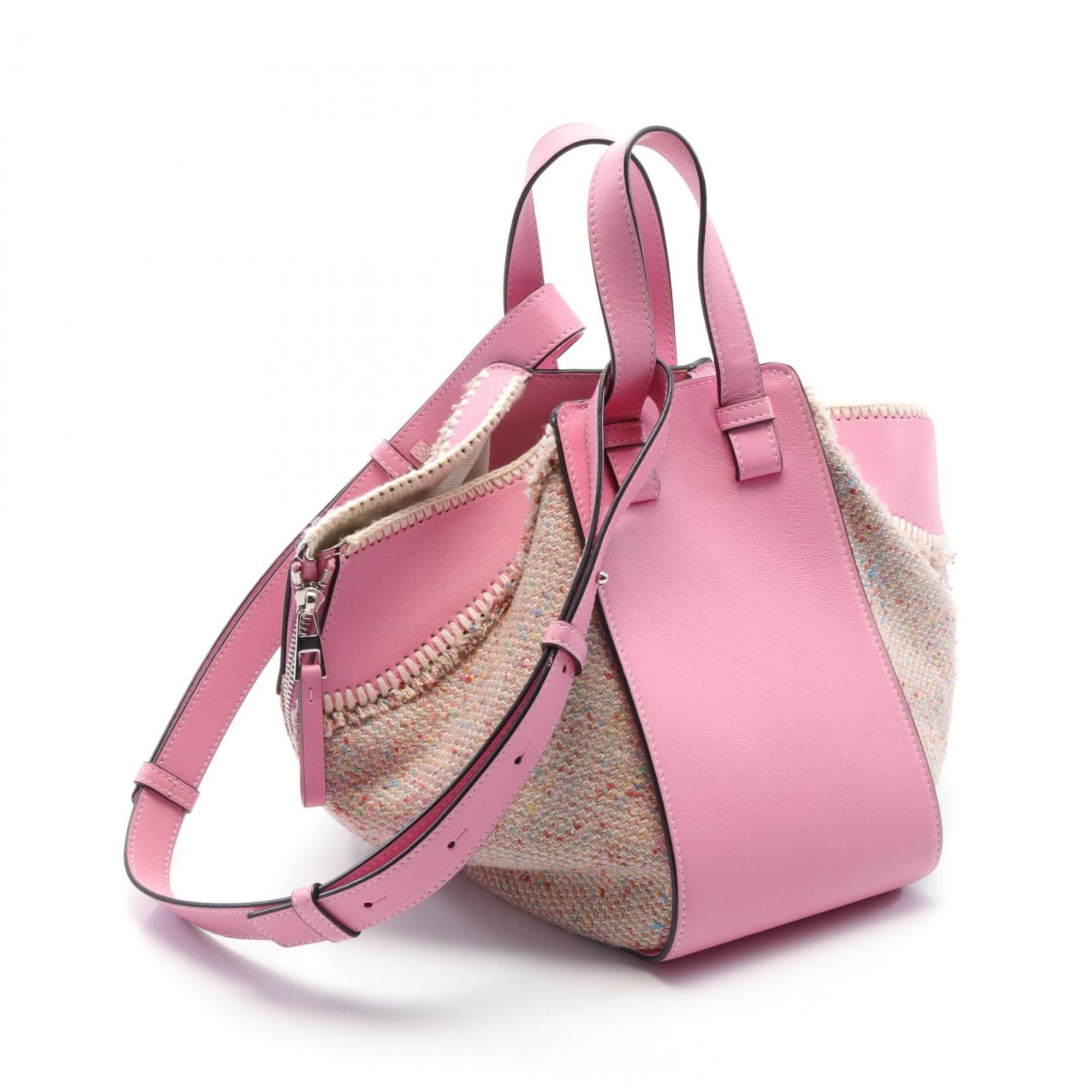 LOEWE Hammock Small Handbag Bag Fabric Leather Women's Pink Multicolor 309.62RS35