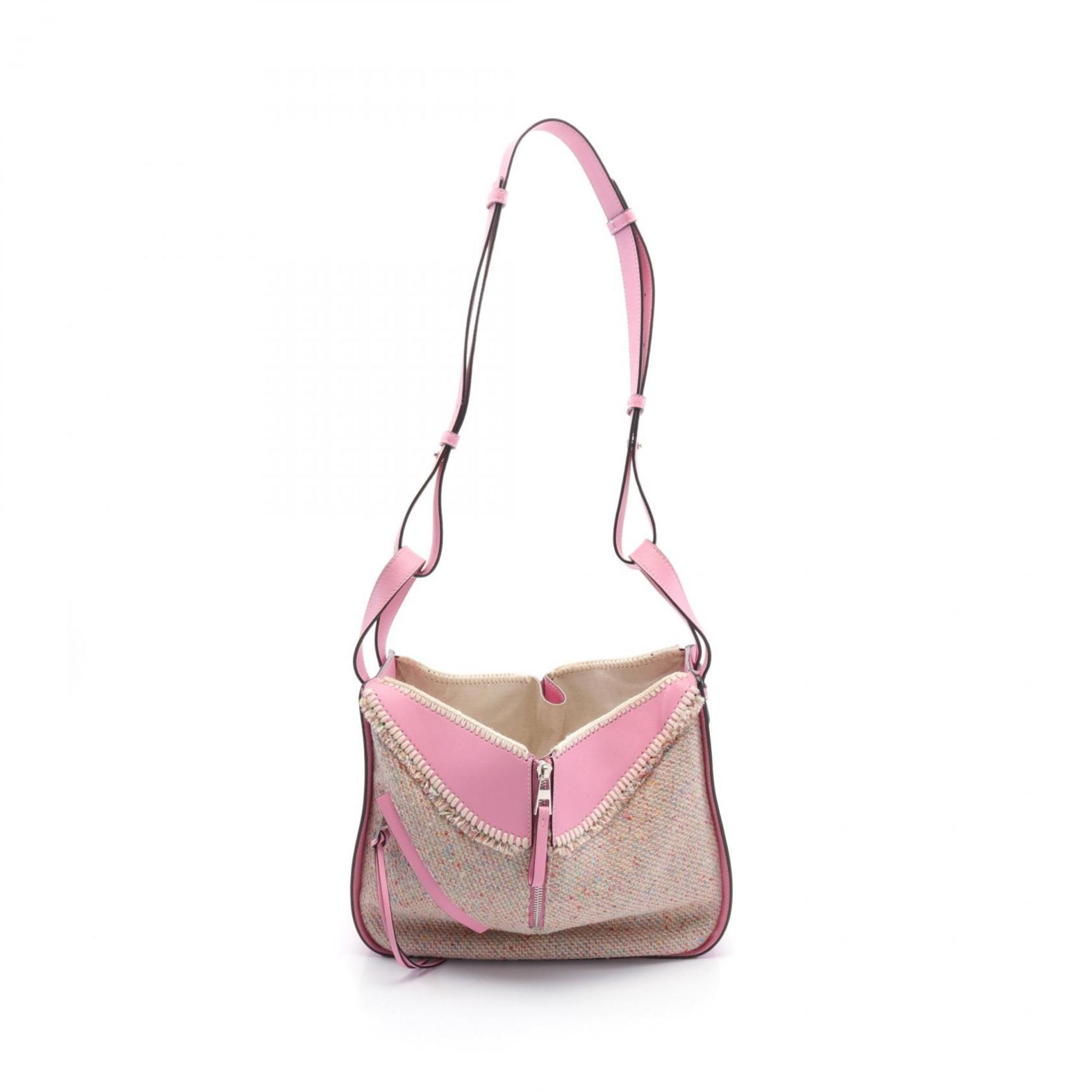 LOEWE Hammock Small Handbag Bag Fabric Leather Women's Pink Multicolor 309.62RS35