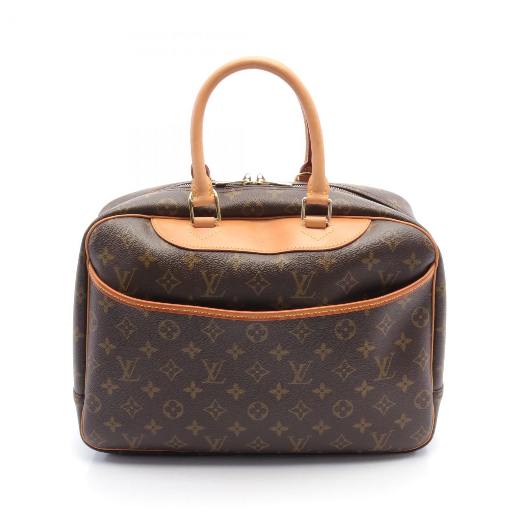 Louis Vuitton Deauville Bowling Vanity Handbag Bag Coated Canvas Leather Monogram Women's Brown M47270