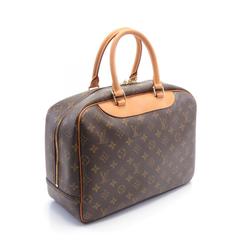 Louis Vuitton Deauville Bowling Vanity Handbag Bag Coated Canvas Leather Monogram Women's Brown M47270