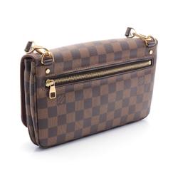 Louis Vuitton Hoxton PM Damier Ebene Shoulder Bag Coated Canvas Leather Women's Brown N41257