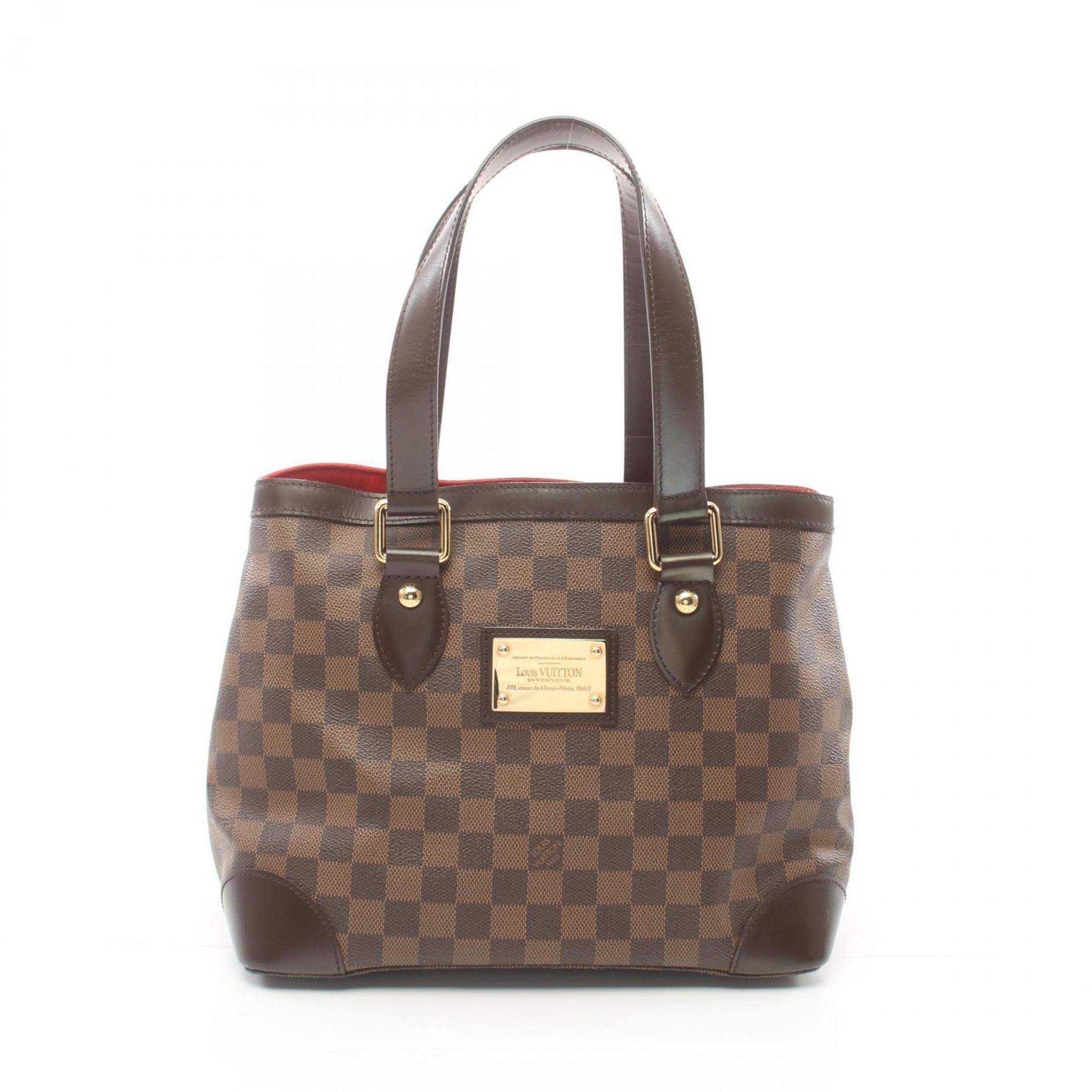 Louis Vuitton Hampstead PM Tote Bag, Coated Canvas, Leather, Damier, Women's, Brown, N51205