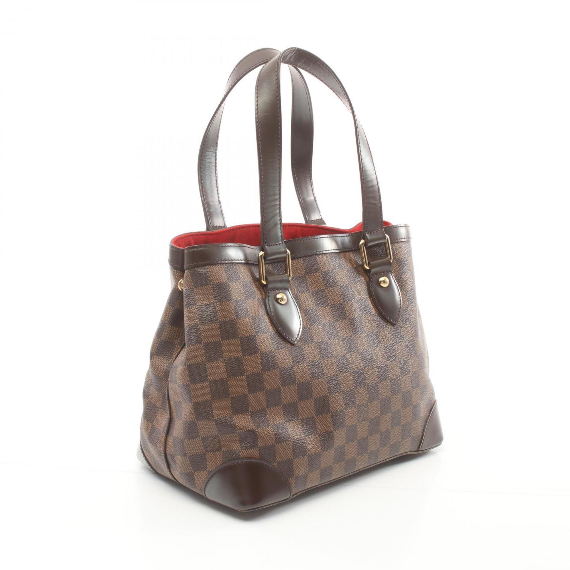 Louis Vuitton Hampstead PM Tote Bag, Coated Canvas, Leather, Damier, Women's, Brown, N51205