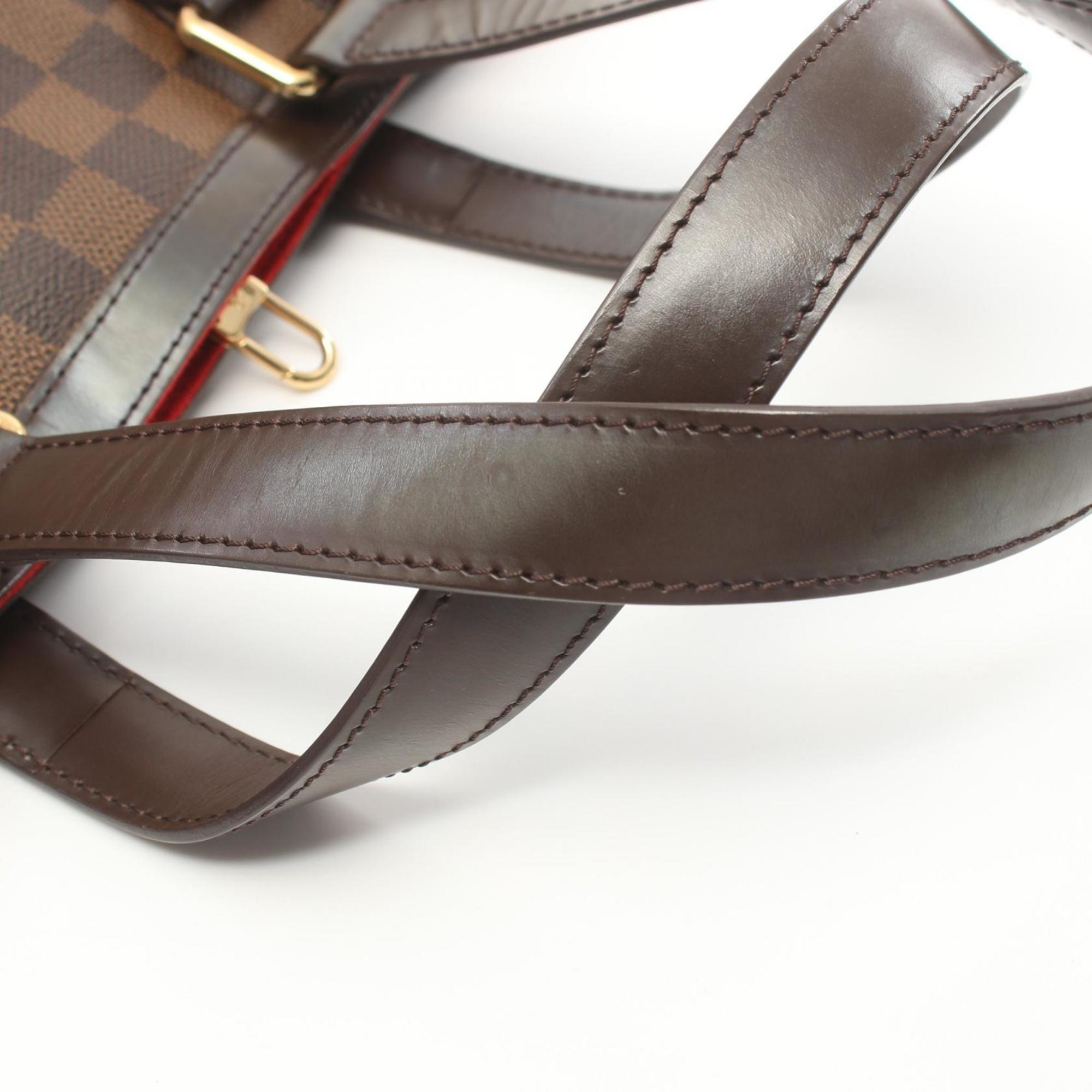 Louis Vuitton Hampstead PM Tote Bag, Coated Canvas, Leather, Damier, Women's, Brown, N51205