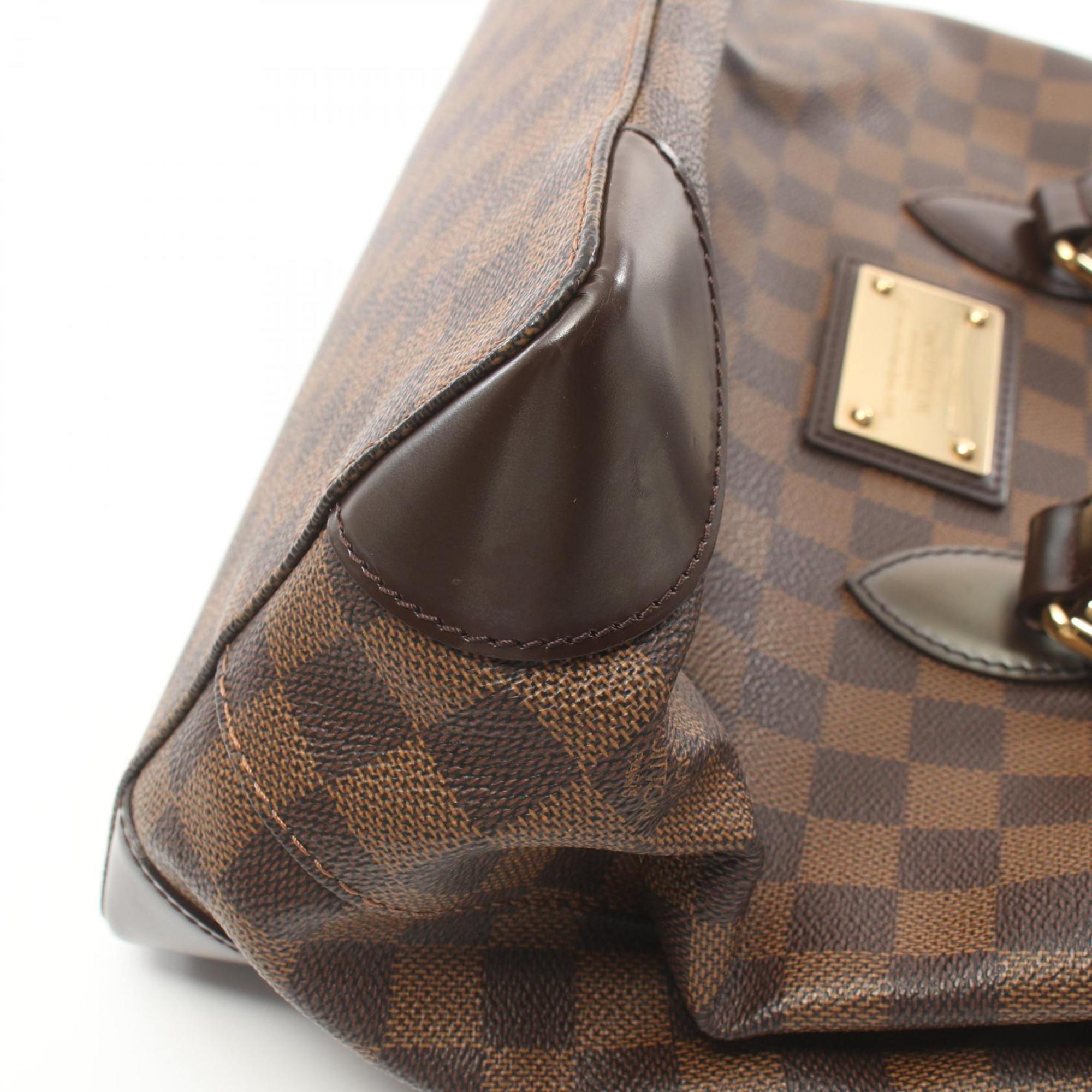 Louis Vuitton Hampstead PM Tote Bag, Coated Canvas, Leather, Damier, Women's, Brown, N51205