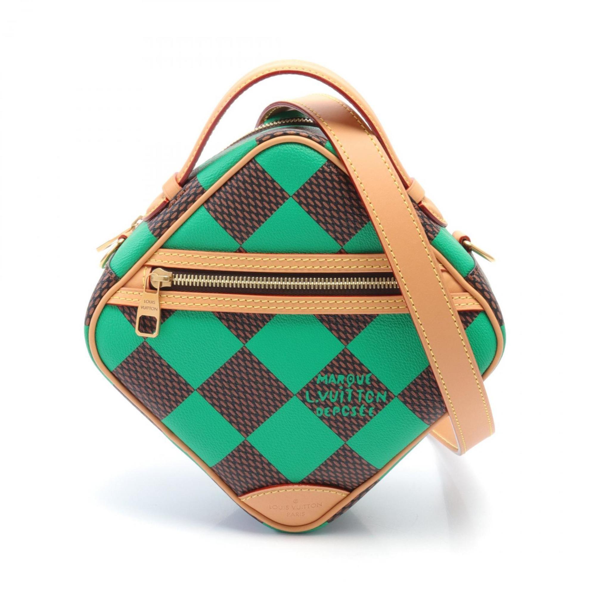 Louis Vuitton LOUIS VUITTON Chess Vert Damier Pop Handbag Bag Coated Canvas Leather Women's Green Brown N40563