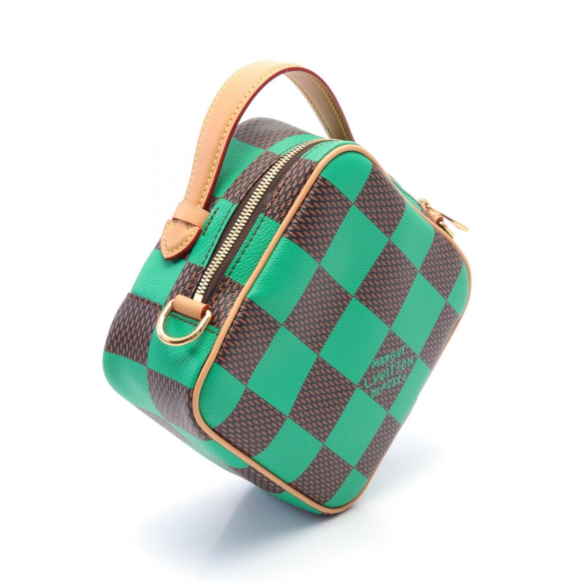 Louis Vuitton LOUIS VUITTON Chess Vert Damier Pop Handbag Bag Coated Canvas Leather Women's Green Brown N40563