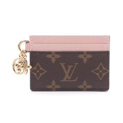 Louis Vuitton LOUIS VUITTON Porte Carte LV Charm Business Card Holder/Card Case Coated Canvas Leather Monogram Women's Brown Pink M82739