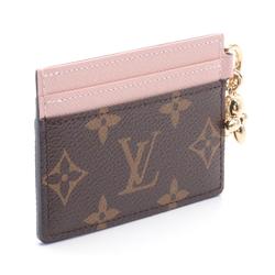 Louis Vuitton LOUIS VUITTON Porte Carte LV Charm Business Card Holder/Card Case Coated Canvas Leather Monogram Women's Brown Pink M82739