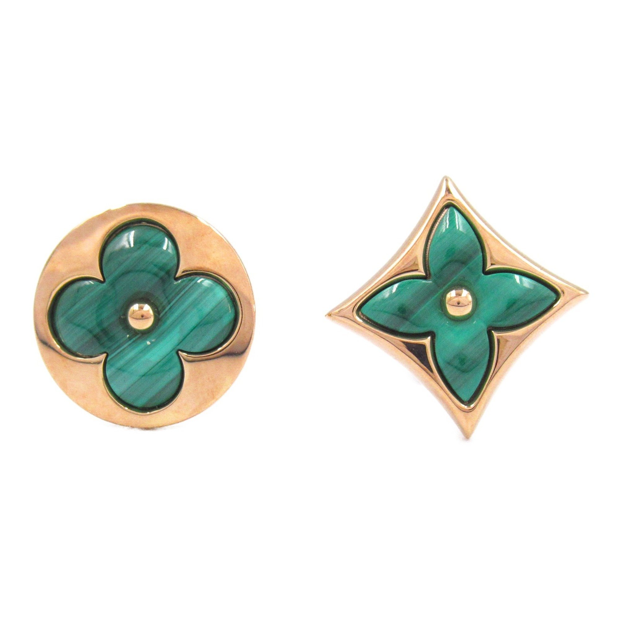 Louis Vuitton LOUIS VUITTON Puce Sun Star Blossom Malachite Set Earrings K18PG (Pink Gold) Women's Green