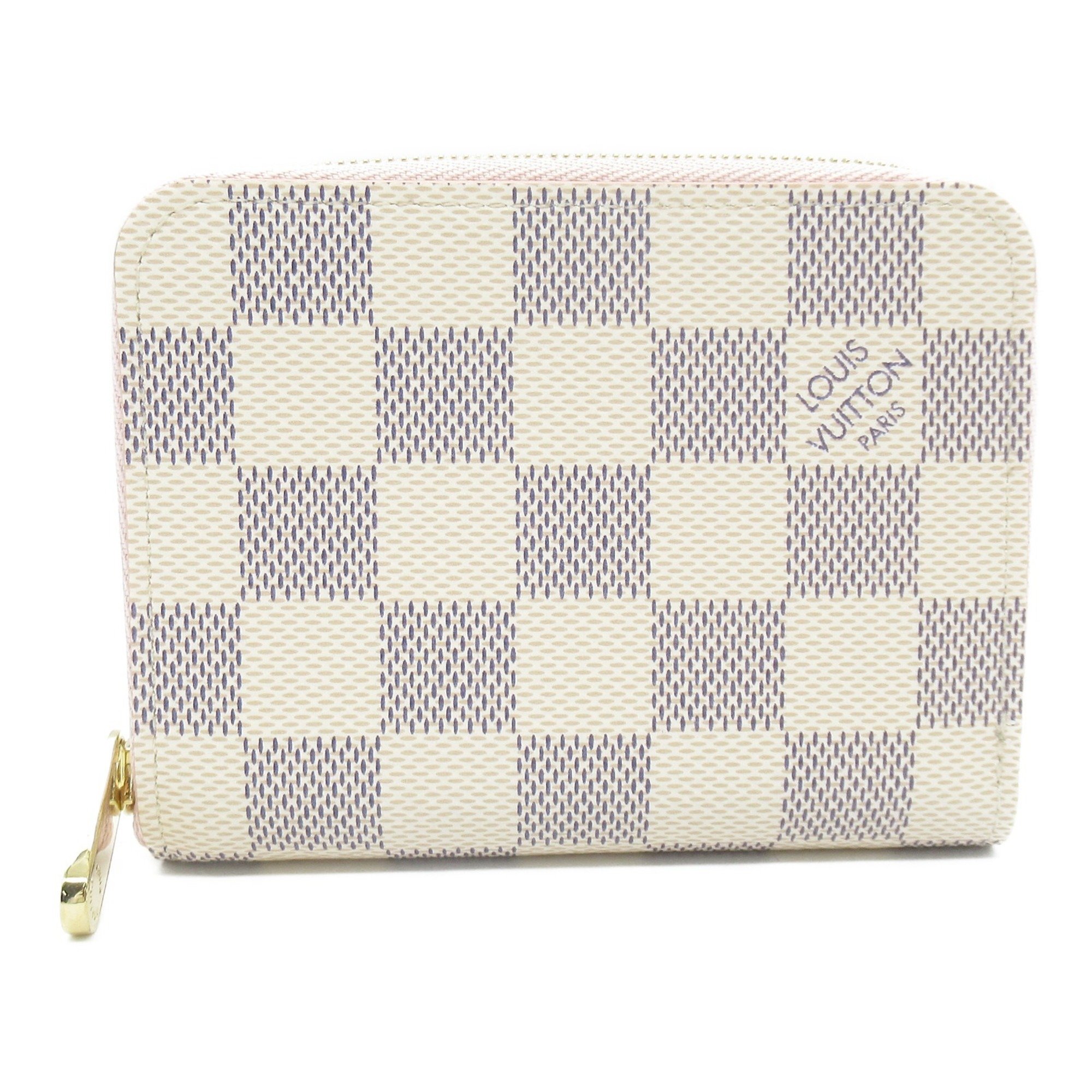 Louis Vuitton LOUIS VUITTON Zippy Coin Purse Wallet/Coin Case Wallet Coated Canvas Damier Azur Women's White Pink N60229