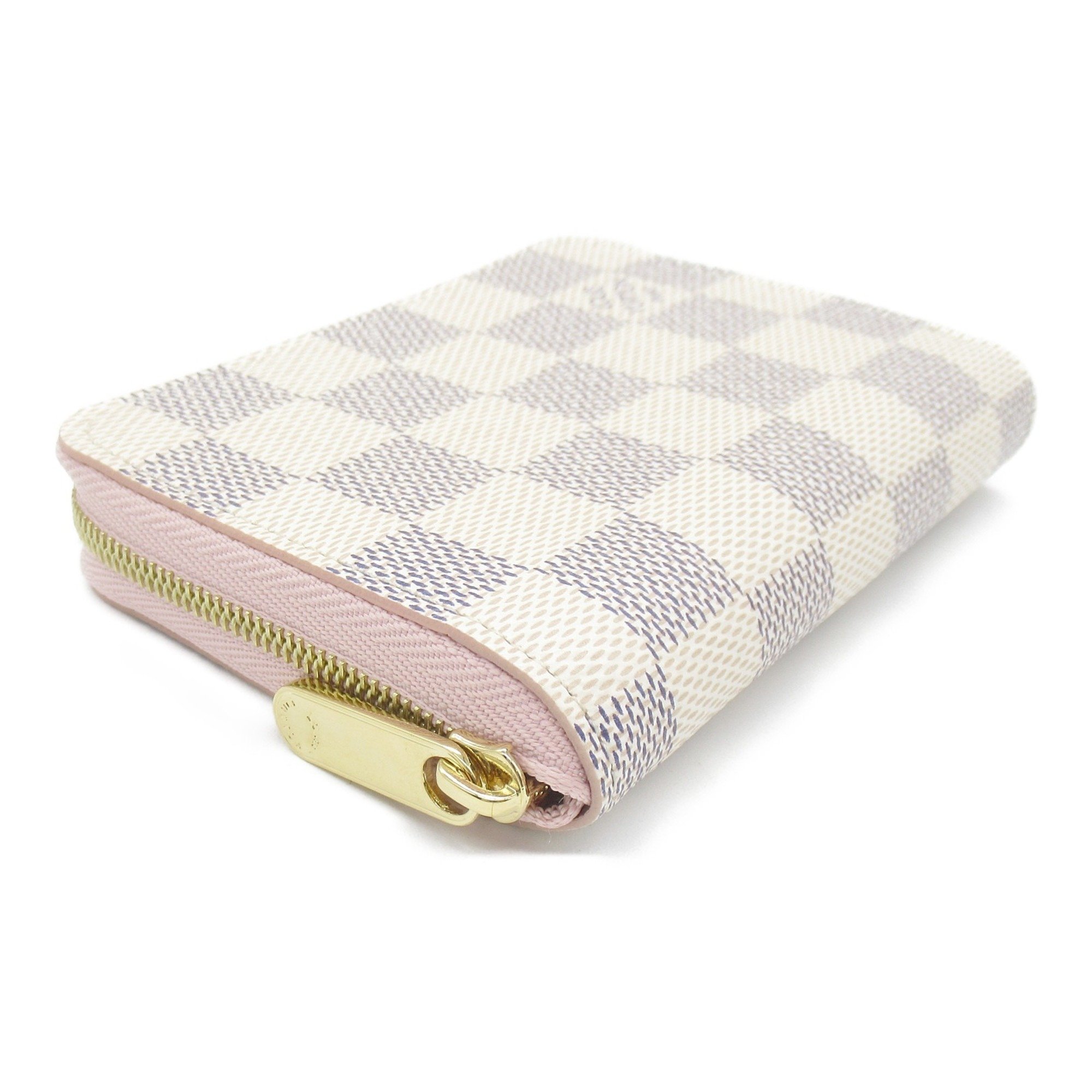 Louis Vuitton LOUIS VUITTON Zippy Coin Purse Wallet/Coin Case Wallet Coated Canvas Damier Azur Women's White Pink N60229