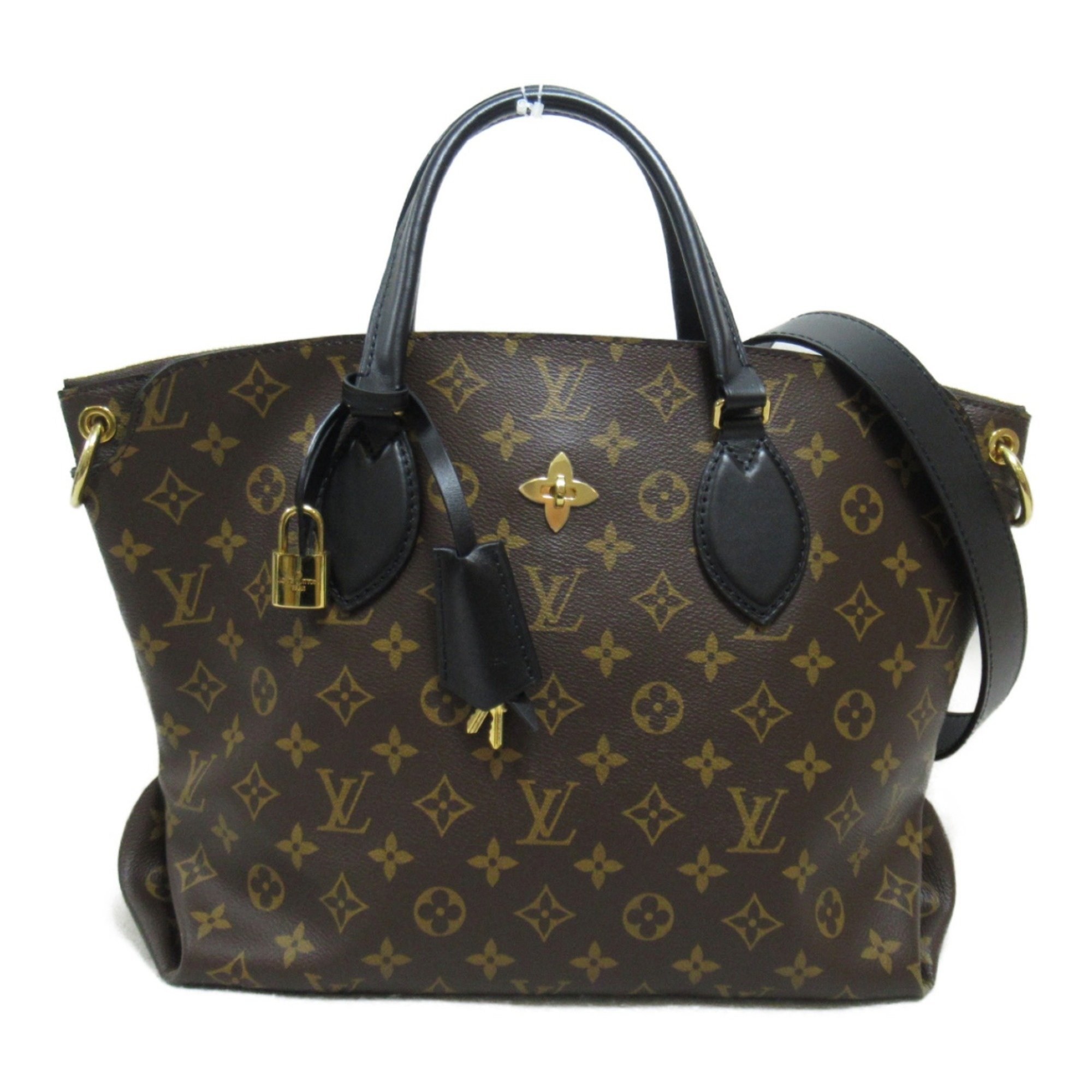 Louis Vuitton LOUIS VUITTON Flower Zip Tote MM Shoulder Bag Coated Canvas Monogram Women's Brown M44347