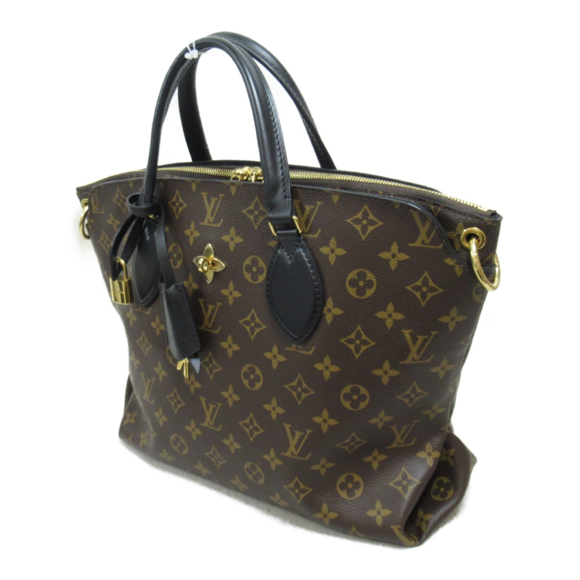 Louis Vuitton LOUIS VUITTON Flower Zip Tote MM Shoulder Bag Coated Canvas Monogram Women's Brown M44347