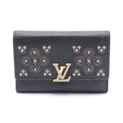 Louis Vuitton LOUIS VUITTON Portefeuille Capucines Compact Tri-fold Wallet Leather Women's Black Pink M62564