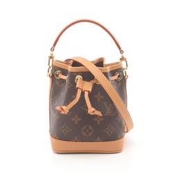 Louis Vuitton Nano Noe Monogram Handbag Bag Coated Canvas Leather Women's Brown M81266