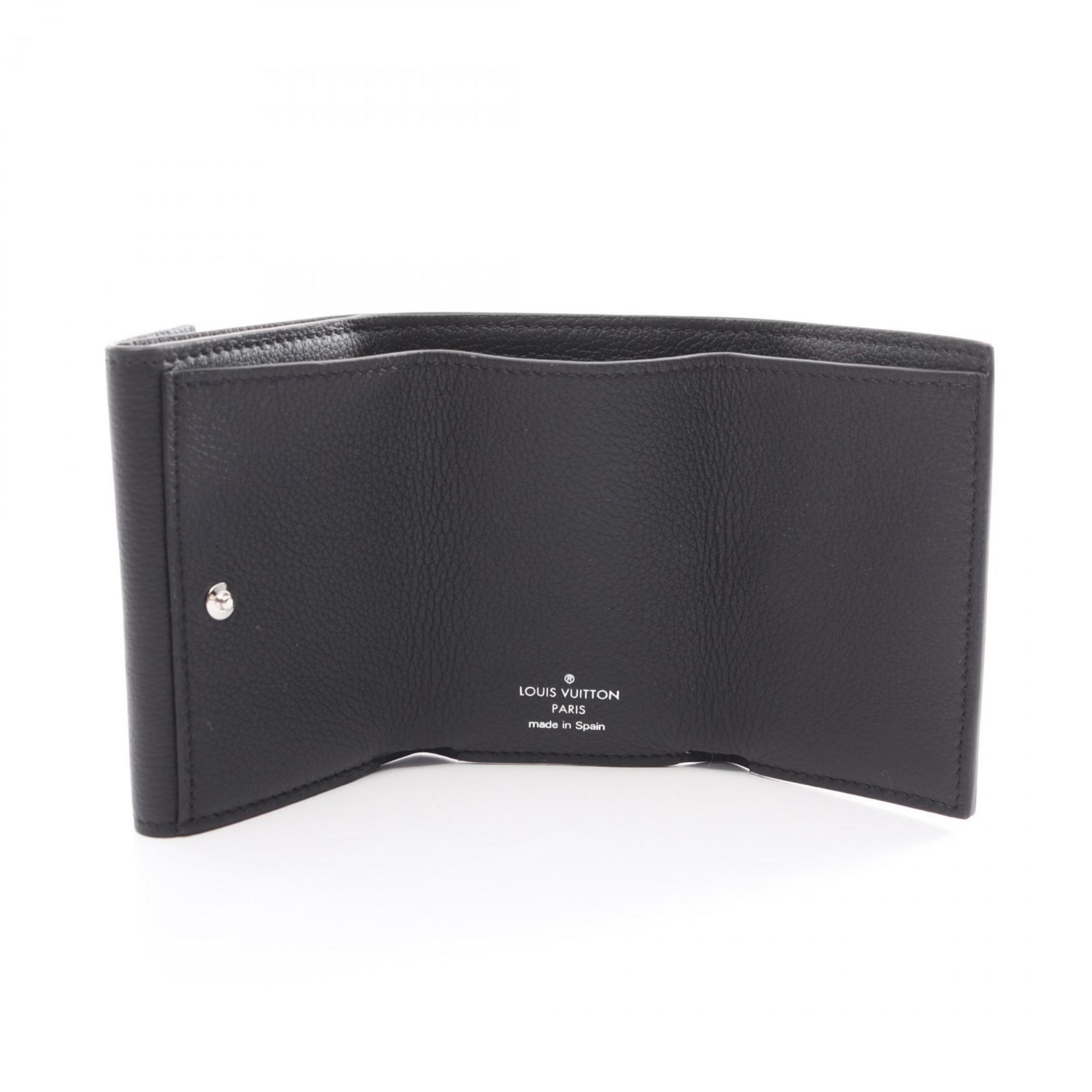 Louis Vuitton LOUIS VUITTON Portefeuille Lock Tri-fold Wallet Leather Women's Black M63921