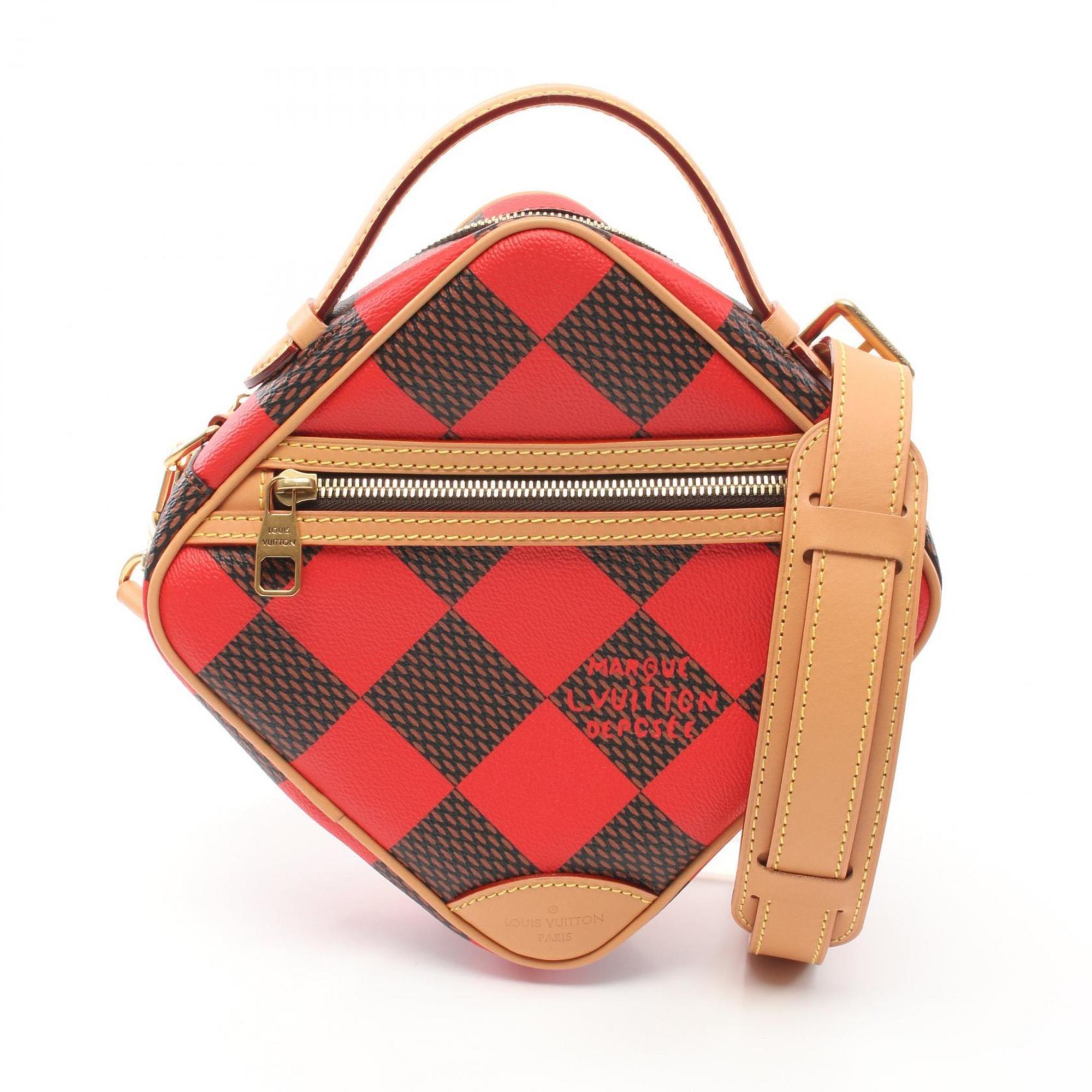 Louis Vuitton LOUIS VUITTON Chess Handbag Bag Coated Canvas Leather Damier Men's Women's Red Black Brown N40561