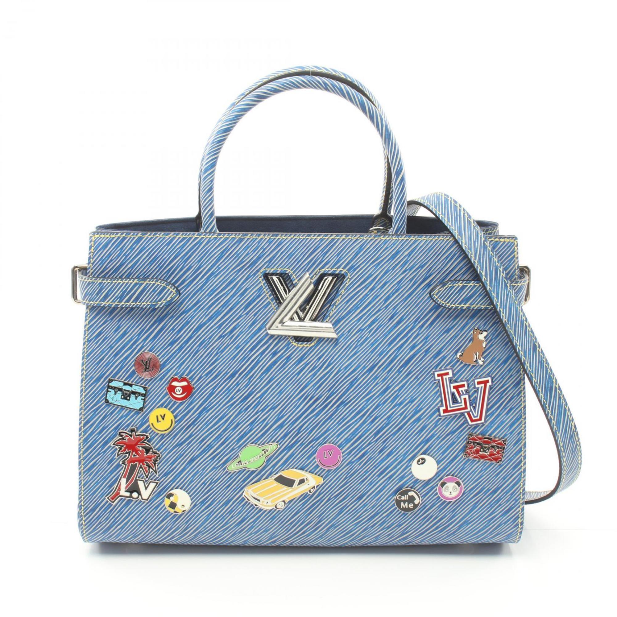 Louis Vuitton Twist Tote Epi Denim Handbag Bag Leather Women's Blue M54812