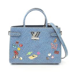 Louis Vuitton Twist Tote Epi Denim Handbag Bag Leather Women's Blue M54812