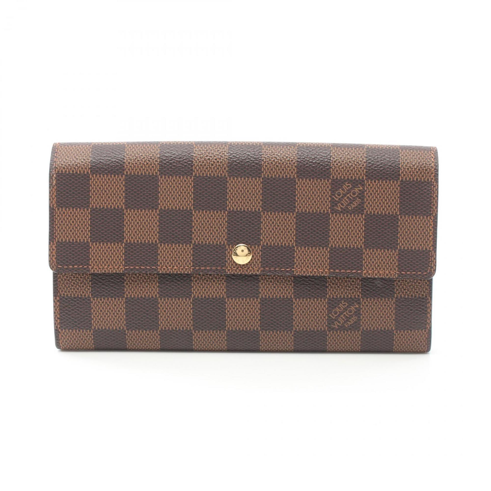 Louis Vuitton LOUIS VUITTON Portefeuille Sarah Damier Ebene Bi-fold Long Wallet Coated Canvas Leather Women's Brown N61734