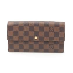 Louis Vuitton LOUIS VUITTON Portefeuille Sarah Damier Ebene Bi-fold Long Wallet Coated Canvas Leather Women's Brown N61734