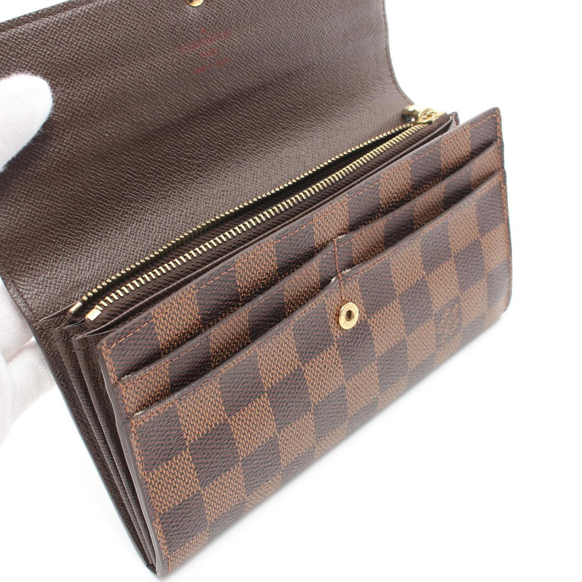 Louis Vuitton LOUIS VUITTON Portefeuille Sarah Damier Ebene Bi-fold Long Wallet Coated Canvas Leather Women's Brown N61734