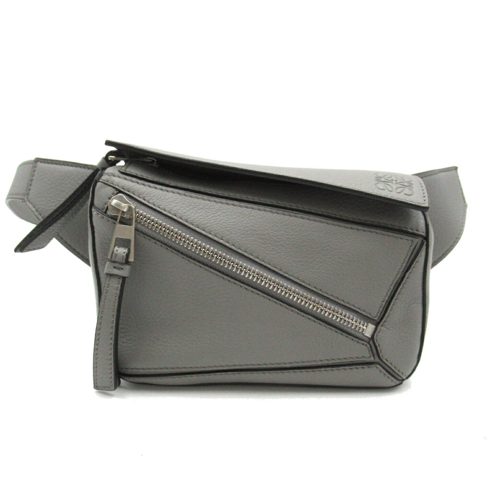 LOEWE Puzzle Bum Bag Waist Body Leather Women's Grey